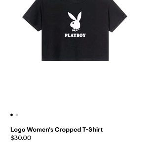 This shirt is size small cut off loose fitting playboy